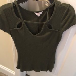 green cut out blouse !